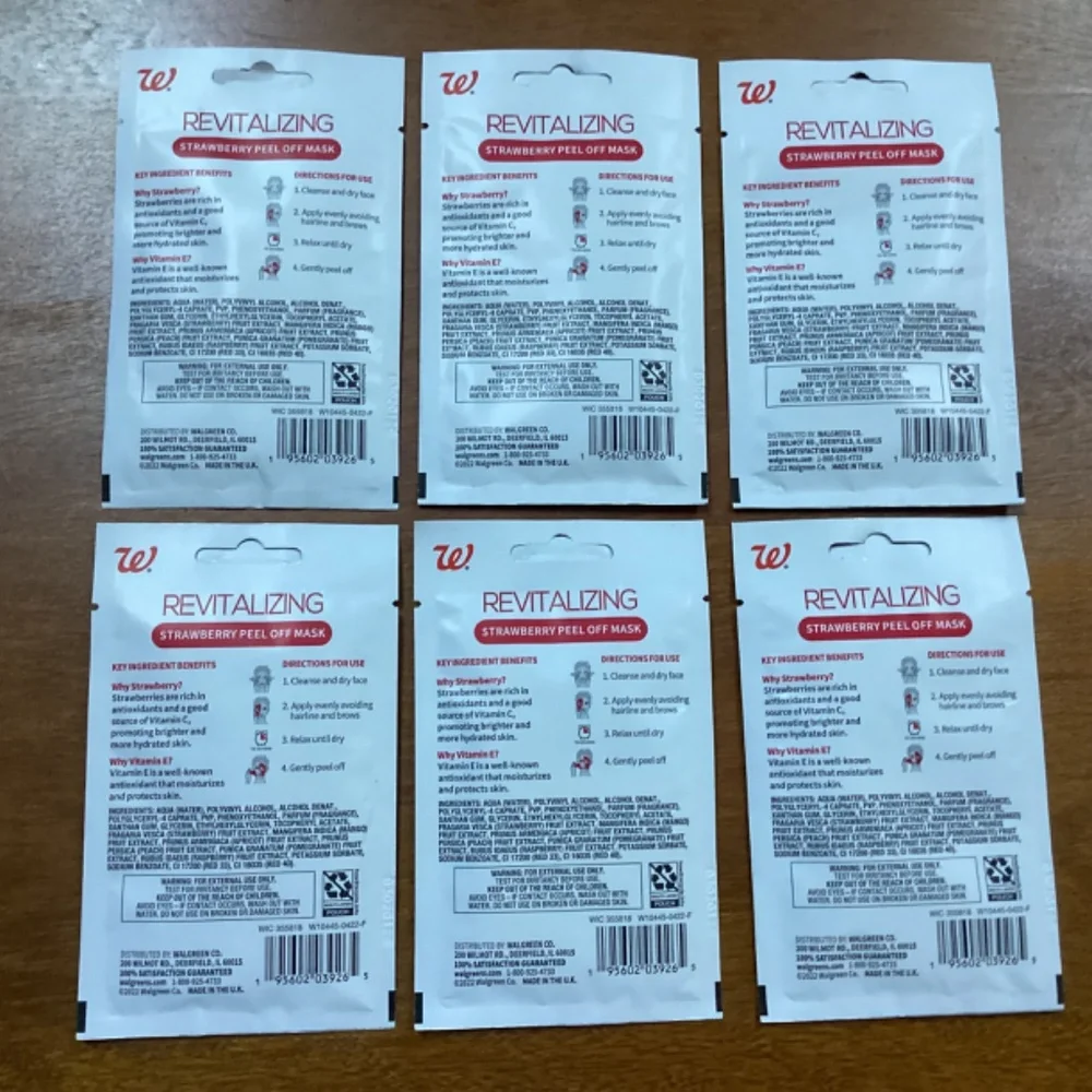 Walgreens Revitalizing Strawberry Peel Off Masks Bundle 14.7 ml 6 pack NEW